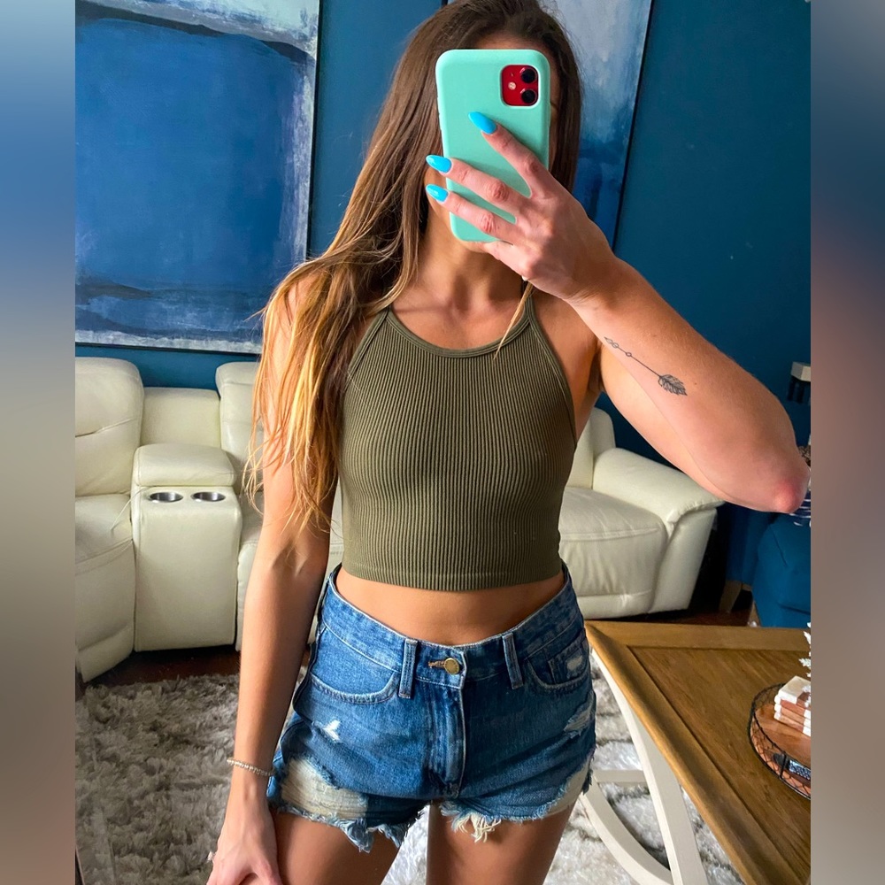 Vici olive crop top